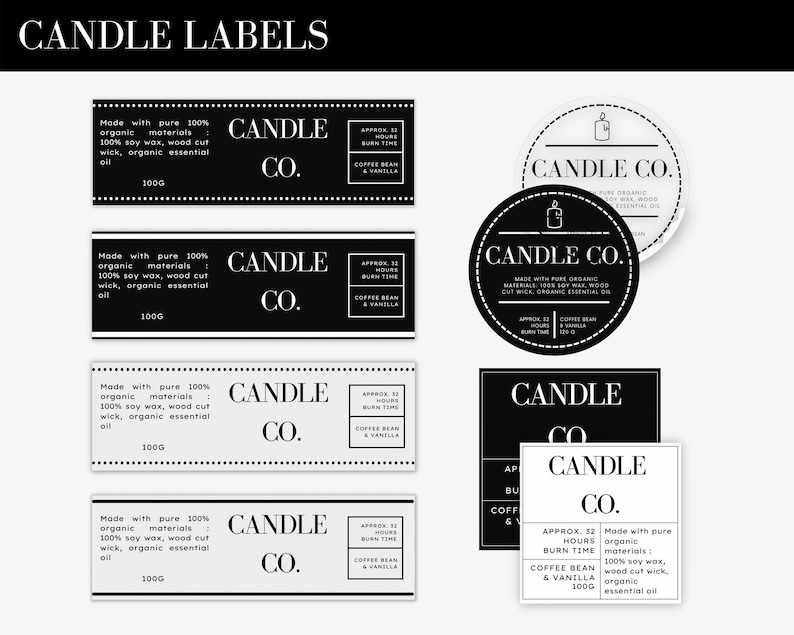 Candle Labels Business Bundles, Candle Printable Templates, Candle