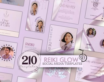 210 Reiki Social Media Templates, Reiki Meditation Templates for Spiritual Healers, Reiki Instagram Templates, Reiki Facebook Templates