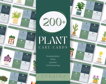 Plant Care Cards for Houseplants, Floral Plants, Aquatic Plants, Fruit-Bearing Plants. Plant  Water Schedule, Sunlight Schedule, Humidity