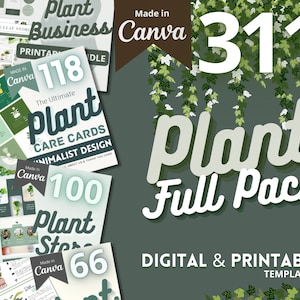 Plantillas de plantas, tarjetas para el cuidado de plantas, plantillas de Instagram para tiendas de plantas, plantillas para negocios de plantas, plantillas para imprimir de plantas