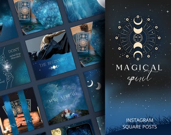 Magical Instagram Template, Spiritual Instagram Posts, Magical Social Media Posts, Spiritual Instagram Story, Blue Instagram Template