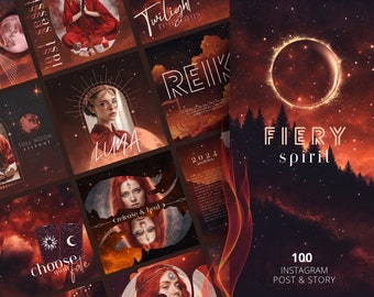 Fire Healing Instagram Templates, Reiki Templates, Tarot Reading Template, Crystal Healing, Moon Phase