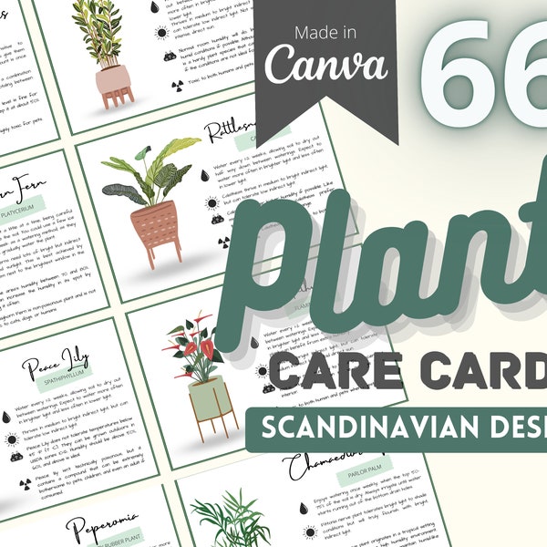 Houseplant Plant Care Cards | Plant Label | Printable | Common Houseplants | Pre-Written | Canva | Green | Garden | Nature | Succulent Guide