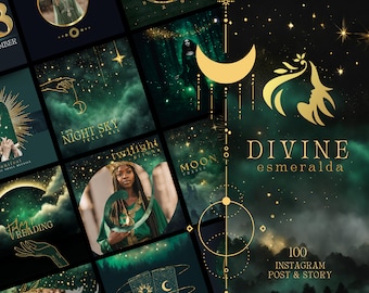 Divine Spiritual Healer Instagram Templates, Reiki Instagram Templates, Tarot Reading, Crystal Healing, Moon Phases Magical Instagram