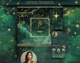 Influencer Website Divine Esmeralda Spiritual Canva Webpage, Goddess Website, Divine Website