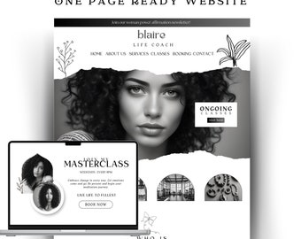 Coaching Business Website Template Canva, Life Coach Website Template, Service Website, Canva Website Template, Minimalist Website Template