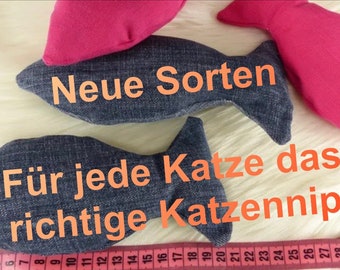 Katzen Jeans-Fisch Katzennip und Schafwolle, ca. 20 cm Katzenspielzeug, Katzenkissen, Katzengamander, Matatabi, Katzenminze, Baldrian…