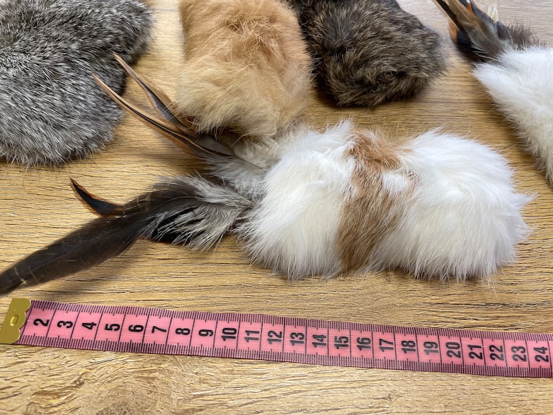 Fur mouse feather XL with catnip / rabbit fur filled with cat gamander, matatabi, catnip or valerian image 2