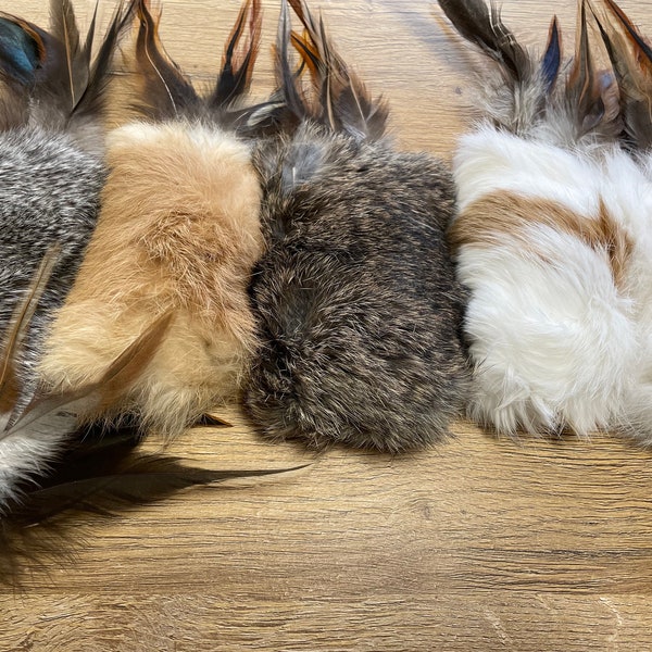 Fur mouse feather XL with catnip / rabbit fur filled with cat gamander, matatabi, catnip or valerian