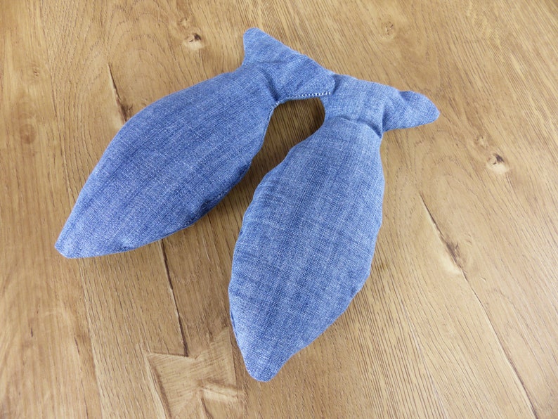 Katzen Jeans-Fisch Katzennip und Schafwolle, ca. 20 cm Katzenspielzeug, Katzenkissen, Katzengamander, Matatabi, Katzenminze, Baldrian Bild 4