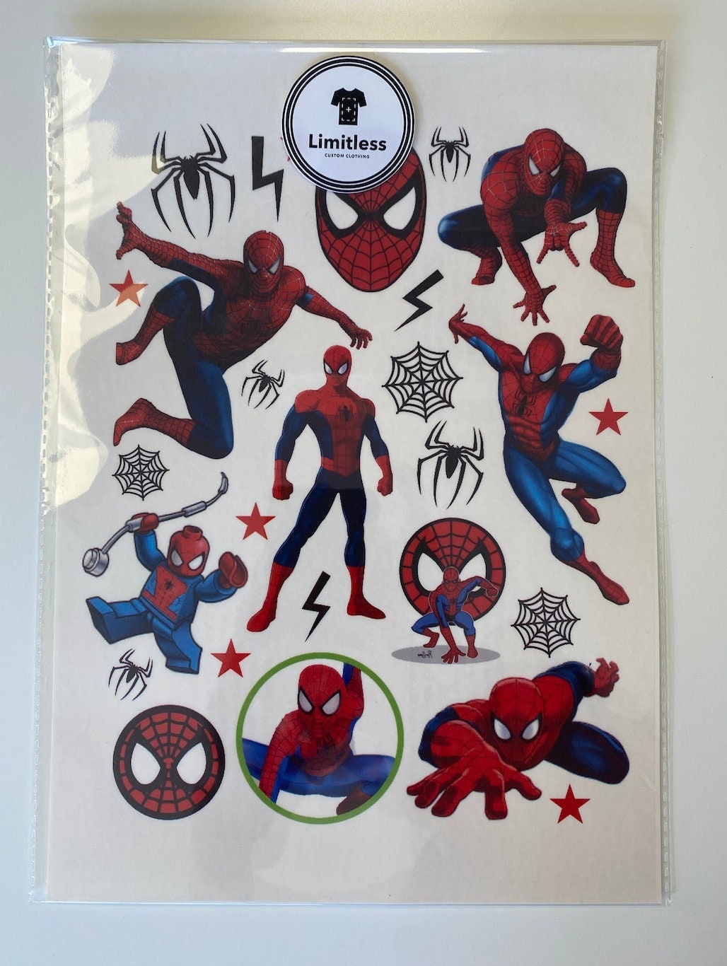 Spiderman Temporary Tattoo A4 Sheet Etsy UK