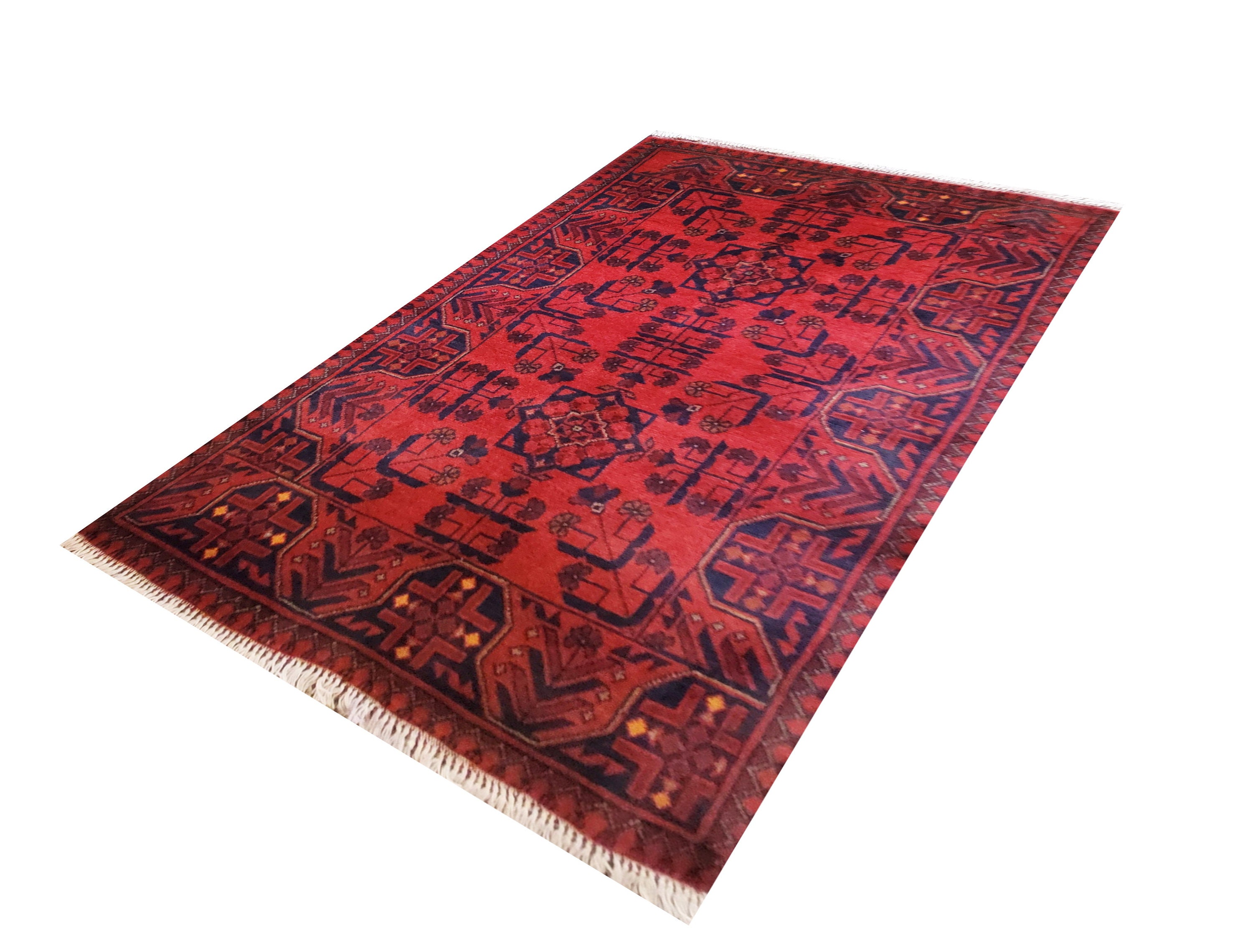 22517 - Royal Khal Mohammad Hand-Knotted/Handmade Afghan  Rug/Carpet/Traditional/Authentic/Size: 4'0 x 2'7