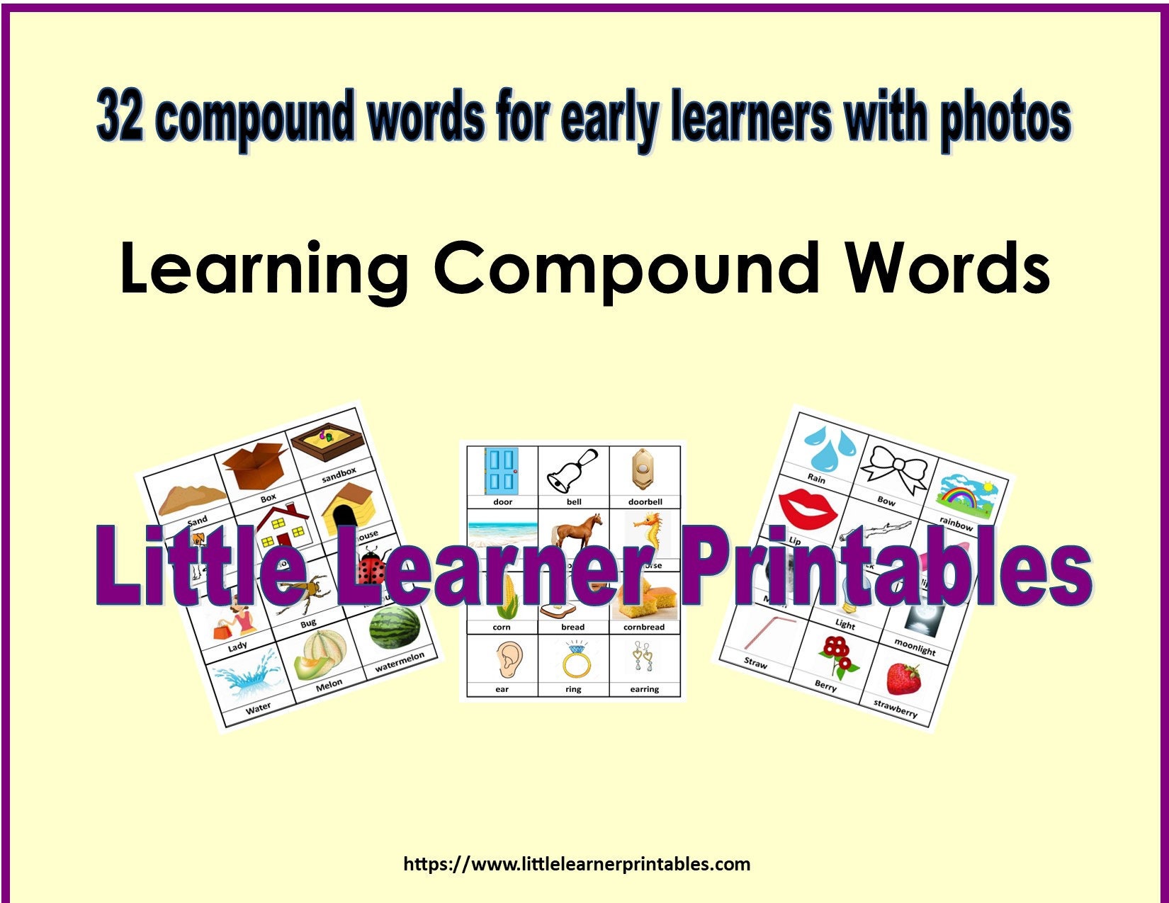 32 Three Part Compound Words With Clipart Pics Etsy