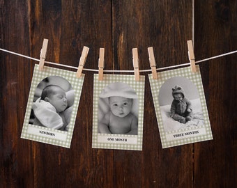 Exhibición de fotos del primer año del bebé: Tema de cuadros de jardín (descarga digital)