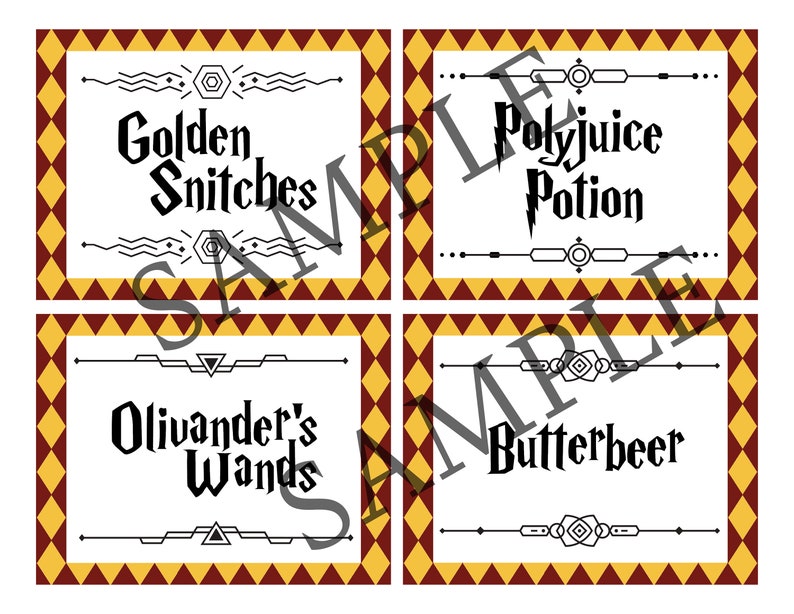 Harry Potter Party Food Labels DIGITAL DOWNLOAD cannot Edit, Printable ...