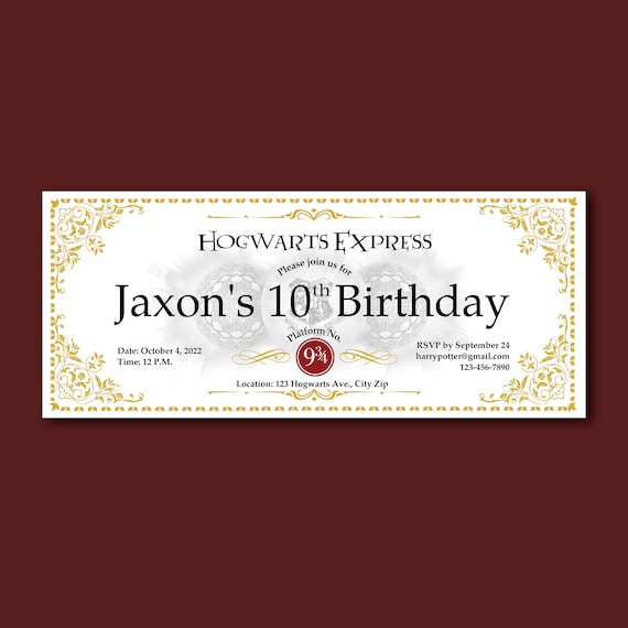 Harry Potter Birthday Invitation - PVC Invites - VIP Birthday Invitations