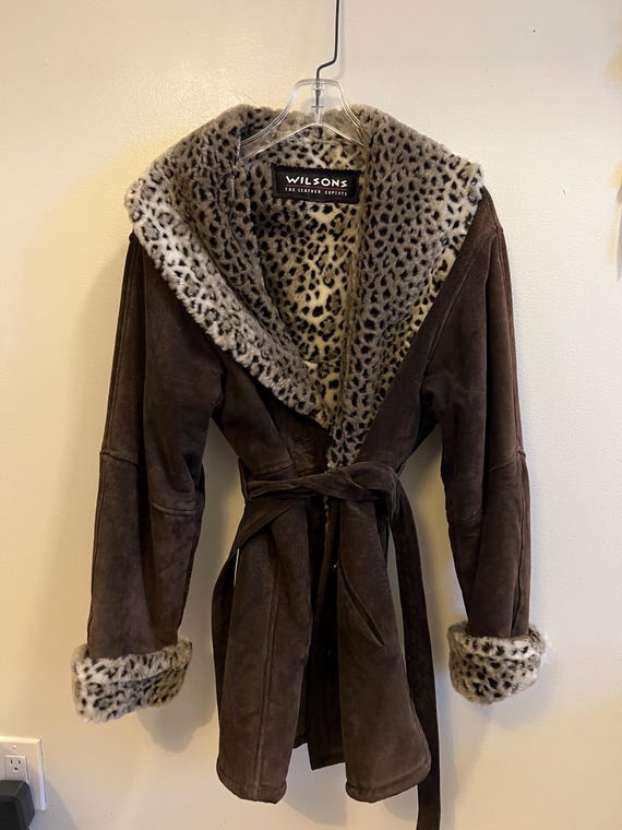 Wilson's Brown Leather Suede Jacket with Belt - image 3