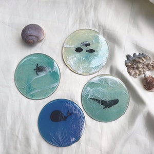 Sea coasters, resin coasters, sea creatures, maritime table decorations, gifts for sea lovers