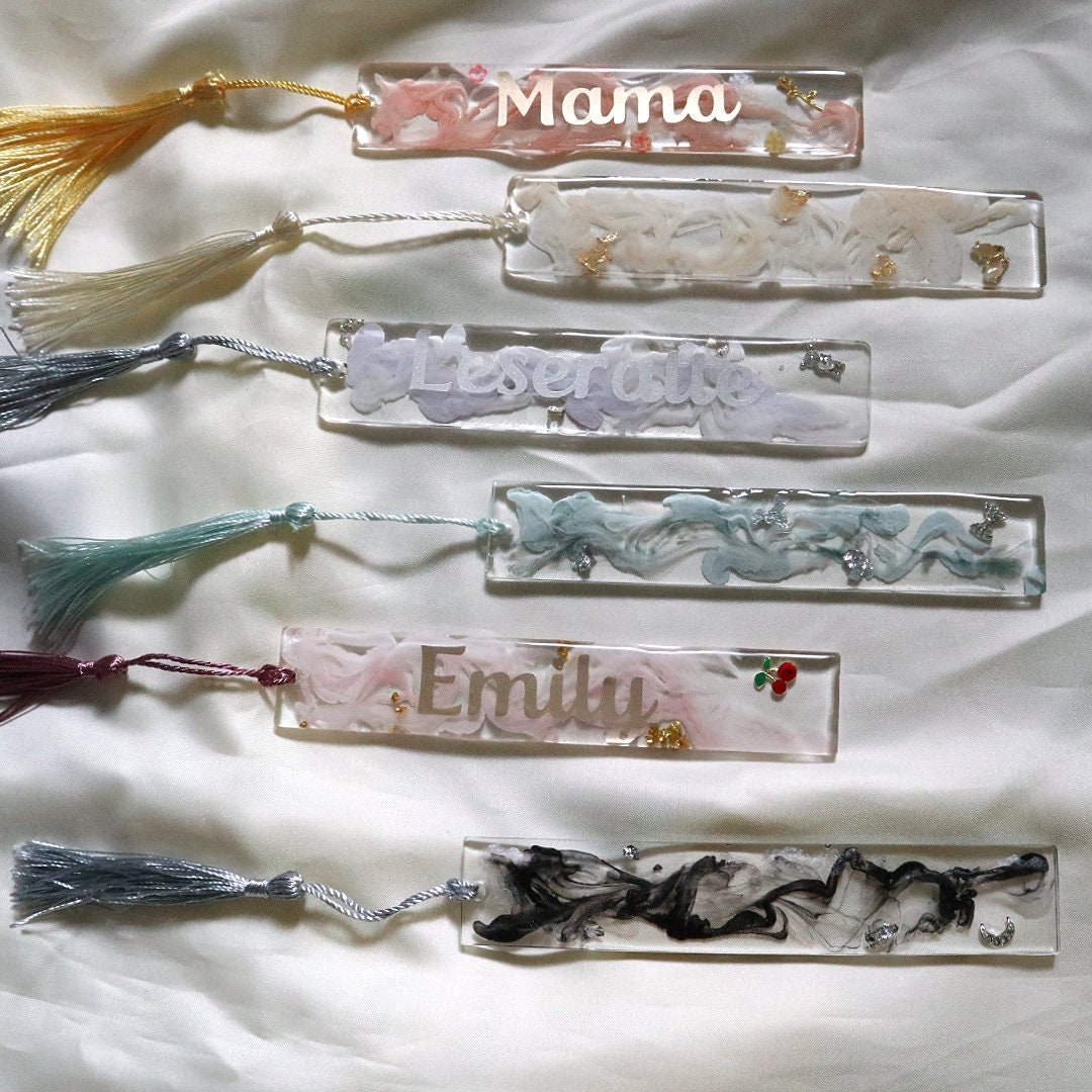 Bookmarks With Names Epoxy Resin Bookmarks Gift for Book Etsy