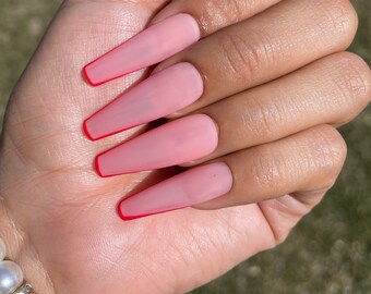 Red French Nails Etsy Hong Kong