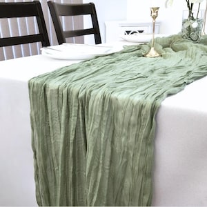 Sage Green Cheesecloth Table Runner 13ft boho holiday decore table décor christma holiday table décor boho decore holiday table runn