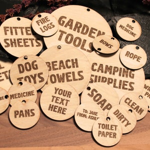 Custom Engraved Wood Tags, Personalized Home Organization Tags, Storage Tags, Custom Gift Tags, Engraved wooden labels, Wood gift tags