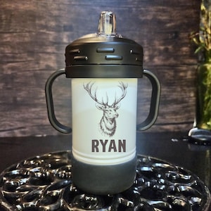 Custom Engraved Toddler Cup with Lid and Handles, Personalized Sippy Cup, Kids Tumbler, Spill Proof Toddlers Cup, Perfect Kids Gift