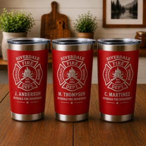 Brandmanspresent, personlig brandkårsmugg, specialgraverad brandmansmugg, ambulanspresent, brandstationspresent, uppskattning för brandmän