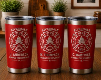 Firefighter Gift, Personalized Fire Department Tumbler, Custom Engraved Fireman Cup, EMT Gift, Fire Station Gift, Firefighter Appreciation