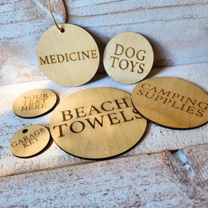 Custom Wooden Tags, Personalized Wood Tags for Gifts, Home Organization Tags, Storage Tags, Personalized Wooden Place Names, Wood Name Card