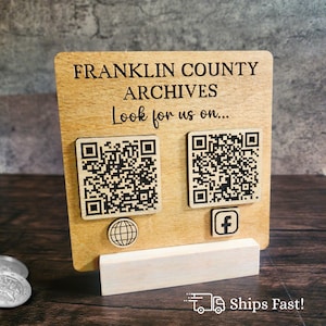 Wooden QR Stand Display Holder Business Card Table Display Menu Link Contact Information Desk Accessory Custom Design Shop Decor Counter