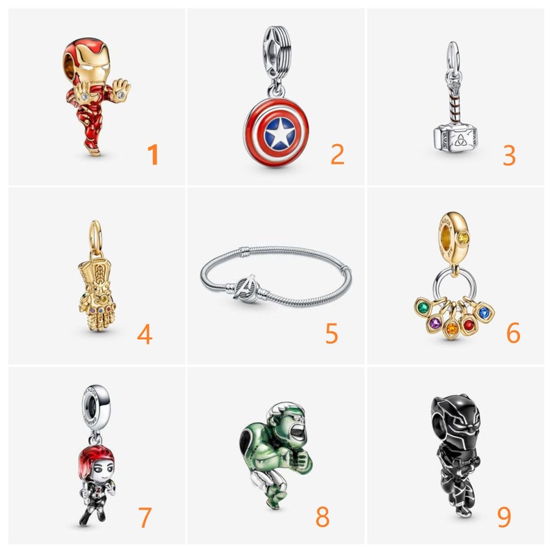 Pandora Marvel Avengers Charms Iron Man Captain America Hulk Etsy