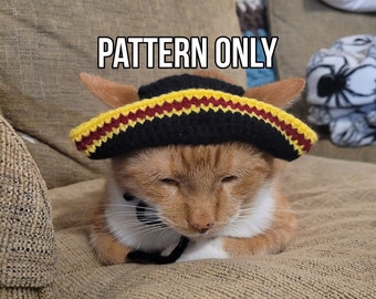 Patrón de crochet de sombrero de gato pirata / crochet de mascota
