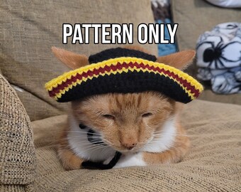 Pirate Cat Hat Crochet Pattern | Beginner Pet Costume (PDF Pattern)