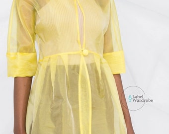 Klassische Organza Jacke Overlay Shirt Bluse. Transparente Jacke schiere Schößchen Jacke Stil Bluse.Hochzeit schiere Organza Mantel Bluse