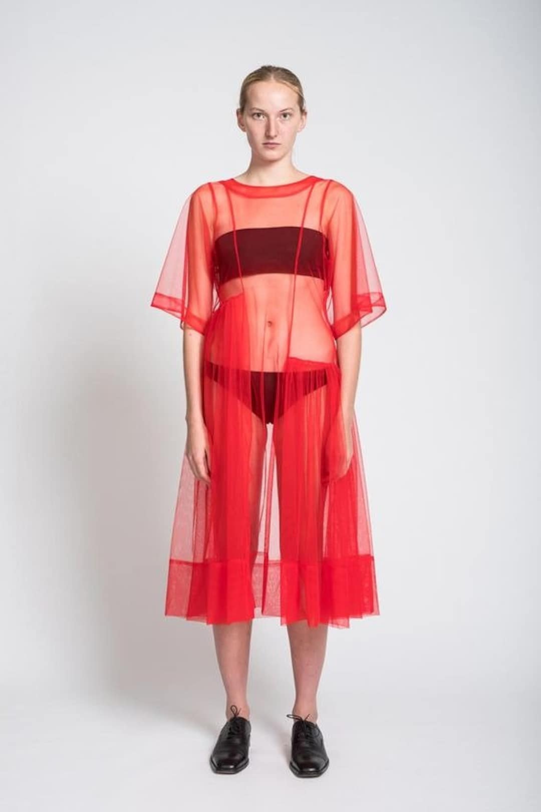 Red Sheer Dress Tulle Cover See Through Cover Up Plus Size Etsy