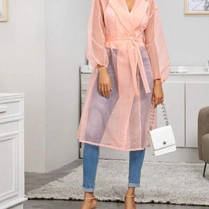 Classic Organza Jacket Overlay Coat .transparent Cardigan Jacket. organza Trench blazer Style .Women's Jacket/Blazer.Sheer Organza Overcoat.