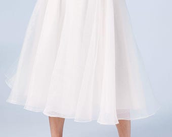Sheer Organza Midi Skirt: Double Layer Bridal Separates