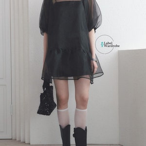 Black Organza Mini Dress - Etsy