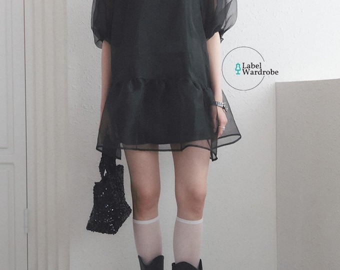 Halter mini jurk van organza/organza casual jurk/bruidsmeisjesjurk/gezwollen jurk/korte doorzichtige cocktailjurk/romantische jurk voor haar