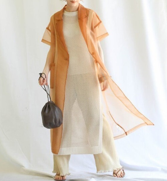 Classic Organza Jacket Overlay Coat .transparent Cardigan