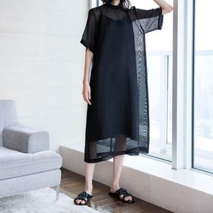 Street Style Organza Overlay Midikleid / Durchsichtig Organza Kleid, Cover up, Transparent Cover up / Transparent Cover Up / Sheer Classic Overlay