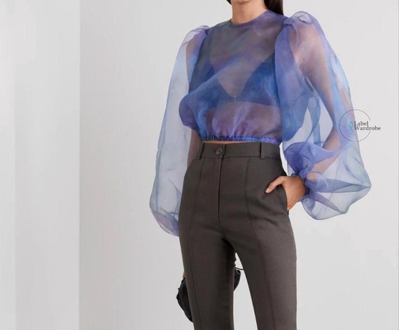 St.Gallen Flower Embroidery Organza Blouse