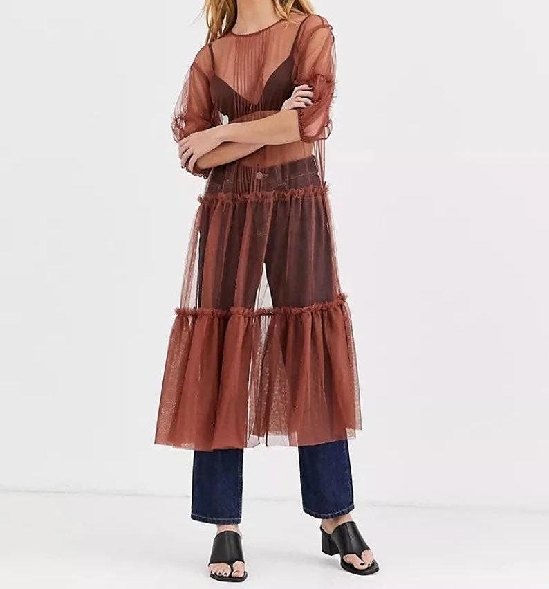 knee length dresses for ladies Sheer Mesh Festival Smock Dress | 2 Colours | Loonigans