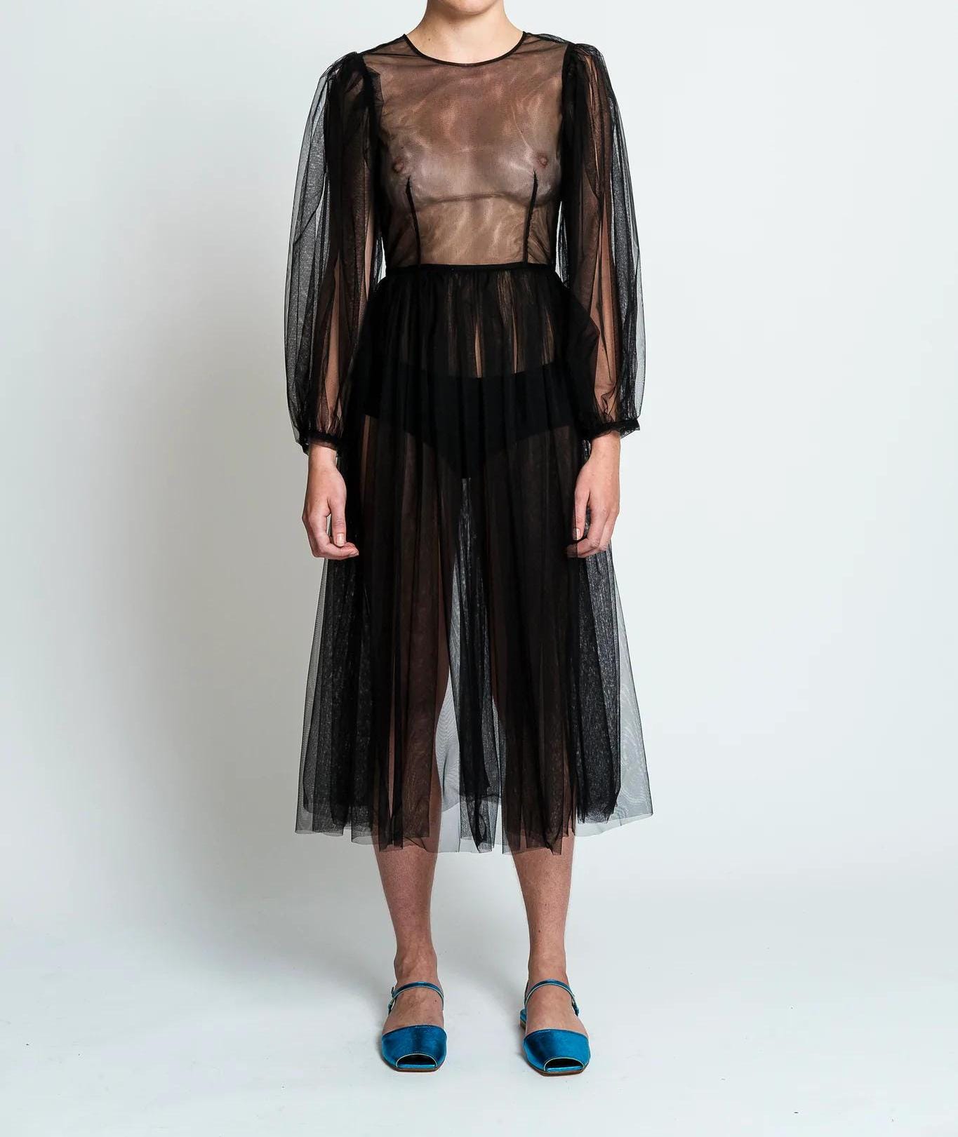 Sheer Tulle Dress,see Through Dress Villanelle Dress,avant