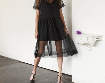 Organza Puffy Dress/Organza Midi Dress/Organza Overlay Cover up dress with slip/Street Wear Fashion/Women Party Dresses/Bridesmaid Dress