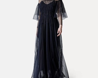 Abendkleid Tüll | Tüllkleid für besondere Anlässe | Tüll Geburtstagskleid | Schleife Tüll Abendkleid / Open Back Tüllkleid / Tüllkleid