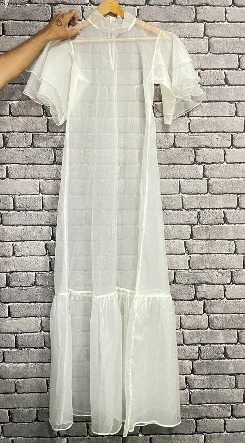 Wedding Sheer Maxi length Organza Dress Cover up/Modern Bridal Dress/Minimal Brides/Organza Cover up Dress/Women's Sheer Maxi Dress