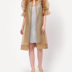 Classic Organza Jacket Overlay Coat.transparent Cardigan Jacket. organza Trench blazer Style Sheer Organza Overcoat.See through Cover up