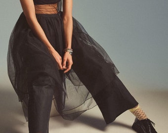 Vestido de tul superpuesto/Traje de festival SlipSheer/Vestido de tul de novia sin mangas/Elegante vestido maxi transparente/Vestido de tul para mujer/Vestido de tul para cubrirse